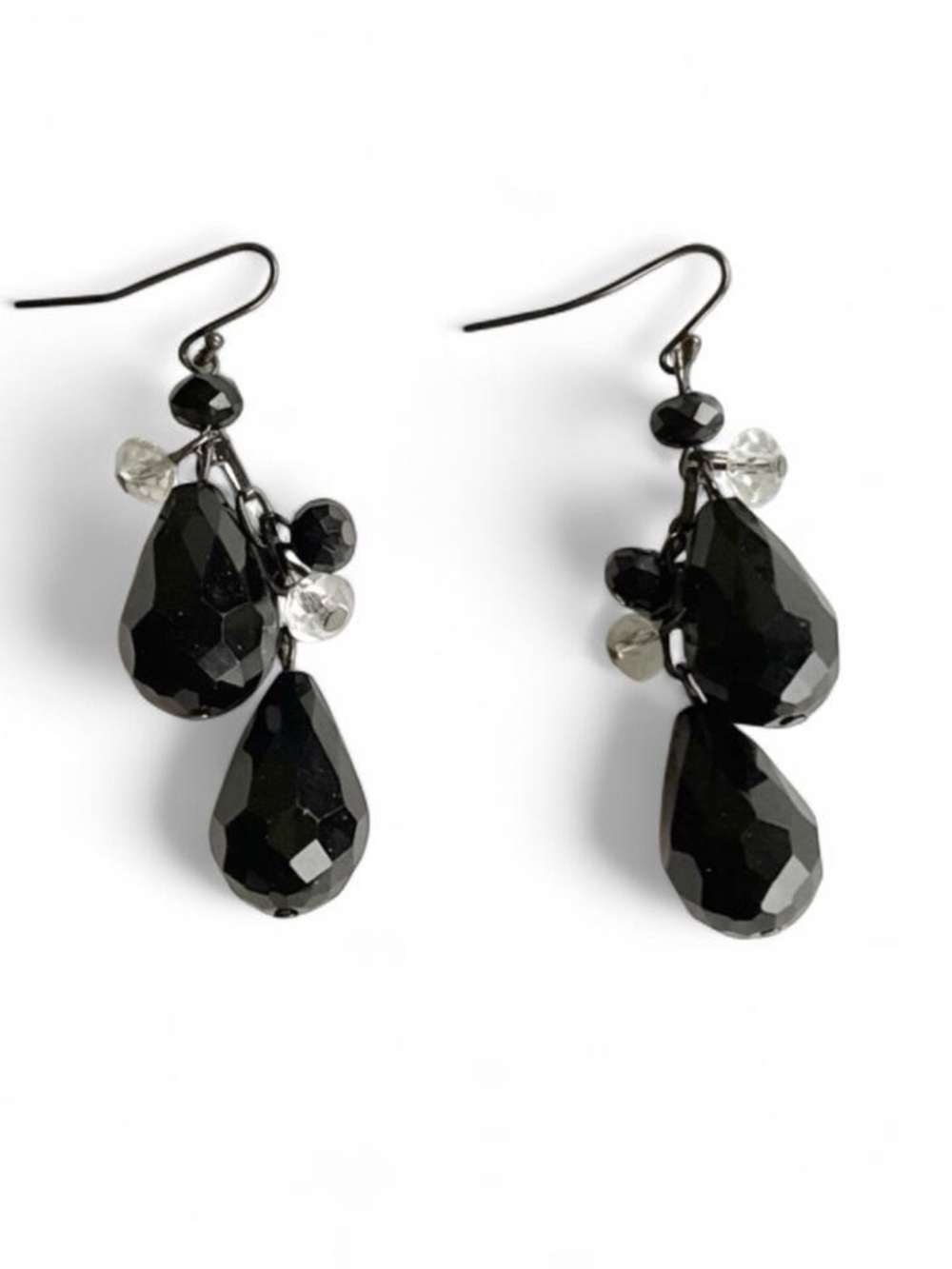 NWOT WA Studios Black Crystal Pear Drop Earrings